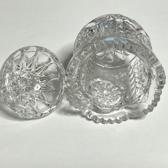 Elegant 2-Piece Clear Glass Small Trinket/Sugar Box w/Lid Starburst Designs 3" - Picture 5 of 9